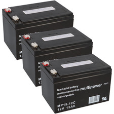 3x 12V 15Ah AKKU BATTERIE