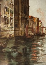 Aquarell Kanal in Venedig 1910