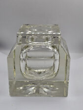 Antikes vierseitiges Glas Tintenfass mit Deckel Sehr Gross Quader