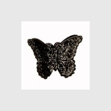 4x Haarklammern Haarclip Haarspange Schmetterling schwarz-silber  26x21 mm