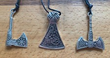 3er Set Anhänger Axt Thorshammer Vegvisir Valknut Kette Wikinger Tyr K31.16