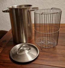 Spargeltopf mit Einsatz und Deckel aus Edelstahl