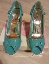 NIMEITE Peeptoes High Heels Pumps Damenschuhe türkis neuwertig