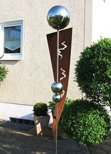 Stele Gartendeko Edelstahl Kugel Rost Risse rostig Nr.2 - TOP !!!!