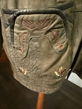 Leder Herren Jacke Trachten Janker Grün/Braun Beige Größe 52 Oktoberfest Top