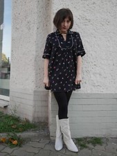 VEB Apolda Kleid S Minikleid Boho Babydoll Bluse 70s TRUE VINTAGE mini dress MOD