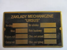 Typenschild ID-Plate Messing Schild Ursus Traktor Oldtimer S46