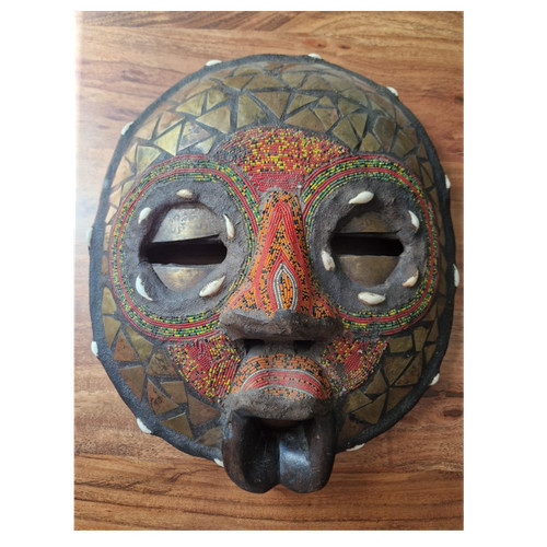 Afrikanische holzmaske rund - holzmaske,