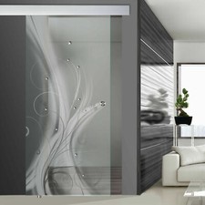 Glasschiebetür Lasergravur "