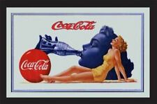 Coca Cola Wandspiegel 30 cm Bar Kneipe Frau am Strand mit Flasche