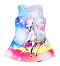 Mädchen Sommerkleid Strandkleid Pferde K53
