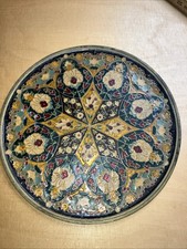 Emaille Teller Wandteller Vintage Messing Rückseite Circa 1960