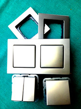 Konvolut Gira Esprit System 55, Edelstahl, gebraucht, Schalter, 1/2-fach Rahmen