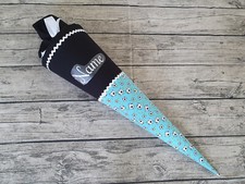 Schultüte / Zuckertüte aus Stoff - 70cm - Schwarz/Türkis - Fußball - Name - NEU