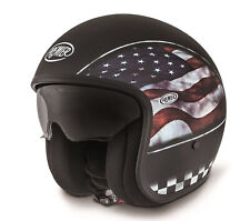 Premier Vintage Flag USA 9BM Motorrad-Jet-Helm Cafe Racer Retro Größe S