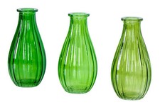 3er Set Vase Glas Grün H14cm
