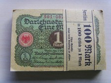 DEUTSCHES REICH  100 x 1 Mark Banknoten 1920 mit original Banderole kassenfrisch
