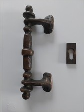 Haustürgriff , Bronze massiv , gebraucht incl. Türschlosseinfassung