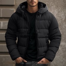 Herren Winter Daunenjacke mit Kapuze - gesteppt, warm, leicht und An