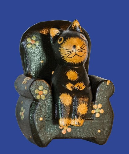 Holzfigur kantensitzer katze - kantensitzer,