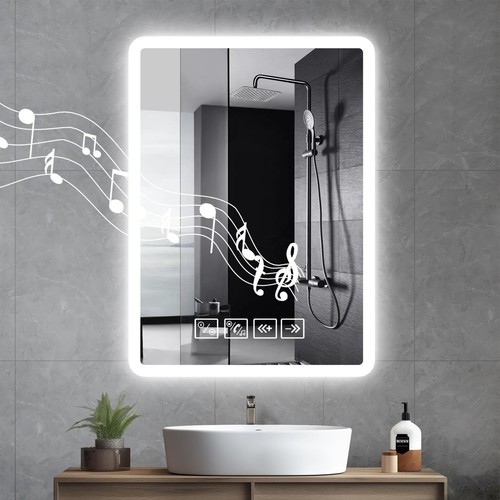 80cm led badspiegel mit uhr - 60/80cm,