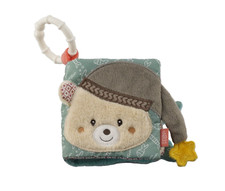 Fehn Greifspielzeug Bruno Stoffbuch Befestigung an Kinderwagen Babyschale Bett