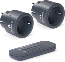 Funksteckdosen 2er Set 1x Fernbedienung 2300 Watt bis 30m Funkschalter Anthrazit