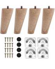 INMOZATA Möbelfüße Holz 4 Stück 10cm Tischbeine Konisch Möbelbeine aus Eiche