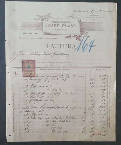 Alte rechnung 1905 aus - alte,