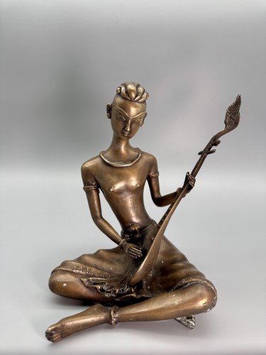 Asiatische musikerin mit sitar - musikerin,