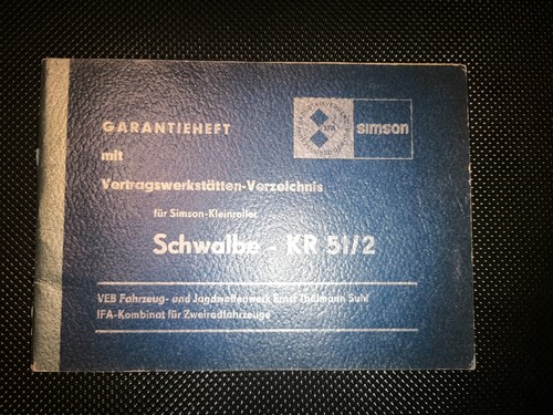 Simson garantieheft schwalbe - simson,