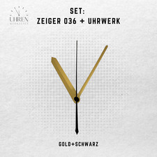 Quarzuhrwerk lautlos mit Zeiger - Set 11 cm schwarz weiß gold - Uhrwerk (36)