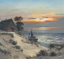 Gemälde Ölgemälde Meer Strand signiert gerahmt Larsen Sylt maritim