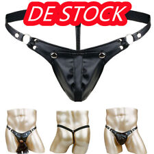 DE Herren Kunstleder Jockstrap G String Tanga Slips mit Druckknöpfe Loch Dessous