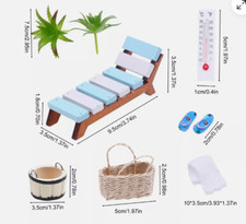 Miniatur Deko Liege Sauna Wellness  Strand Urlaub Elfen Wichteltüre Geldgeschenk