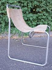 Vintage Stahlrohr Freischwinger Stuhl Tubular Side Chair Sattelleder Midcentury