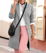 Marken Langmantel Damen Mantel Übergangsmantel Grau Meliert Gr. 42