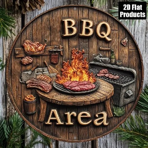Blechschild rund bbq - blechschild,