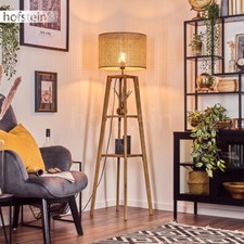 Boho Steh Lampe Holz Rattan