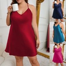 Übergröße Damen Satin Nachtkleid Negligee Babydoll Dessous Nachthemd Nachtwäsche