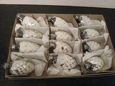 12 Lauscha Zapfen Schneedekor