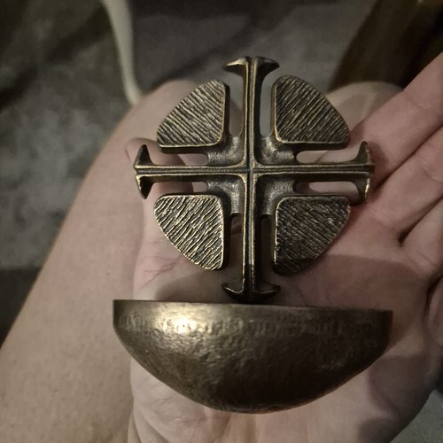 Bronze weihwasserbecken kreuz - bronze,