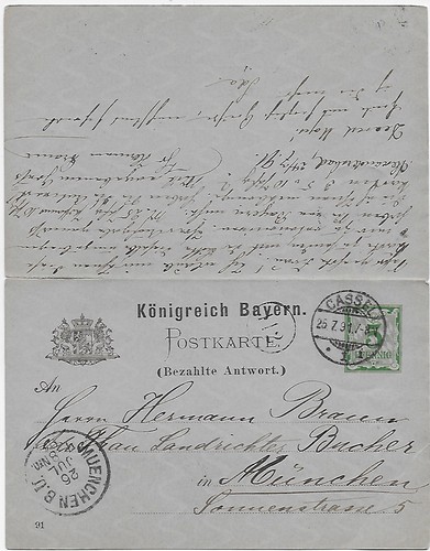 Bayern ganzsache doppelkarte - bayern,