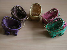 2er Set Deko Kinderwagen Geburt Geschenk Taufe Bast lila grün rosa braun 