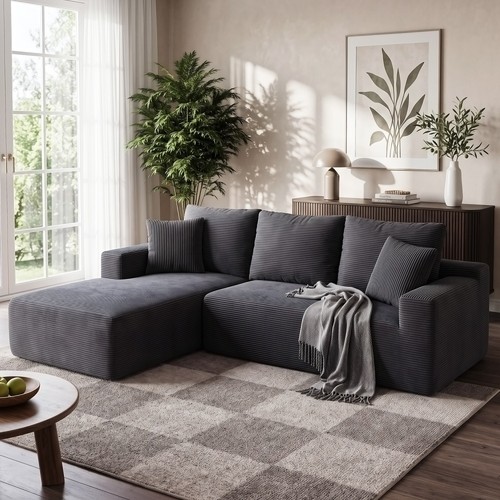 Grau ecksofa form cordstoff - form,