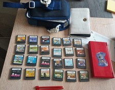 NINTENDO DS Lite Rot + 24 Spiele, Tasche, Mappe, Kabel Mit Adapter, 2 Stifte 