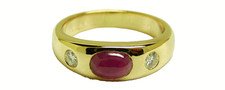 Damen Rubin Brillantring 750 Gold 18 Karat  Rubinring Größe 58 Gelbgold