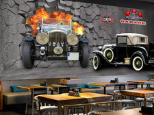 3D Retro Auto Q9477 Tapete