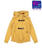 UVP520€ BARK Kinder Kurz Strick Dufflecoat 10Y Wollmischung Kapuze Made in Italy