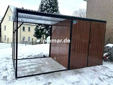 NEU Blechgarage  4 x 4 x 2,14 m mit Carport Pultdach Halle Fertiggarage 31055